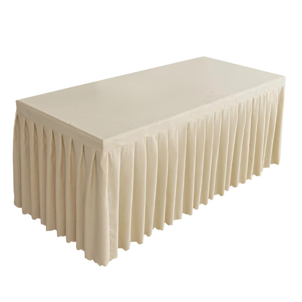 4FT Rectangular Polyester Tablecloth Wrinkle Resistant Table Skirt with Pleated Design for 120x60x75cm Tables Suitable for Event and Banquet Use