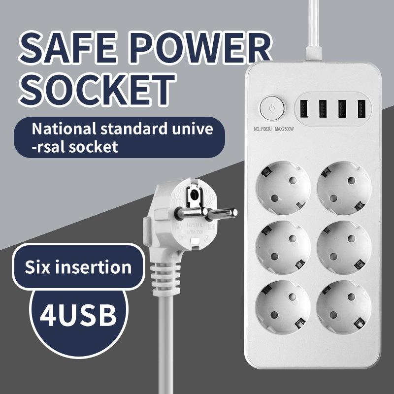 European Standard Socket Plug for Household USB Socket Switch  European Standard Socket Plug Russian High-power Multifunctional Plug Board