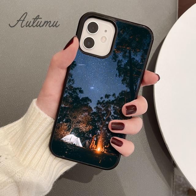 Camping Nature Mountain Phone Case for iPhone 11 12 13 14 Pro Max Mini XR XS SE 2020 6 6S 7 8 Plus Samsung Galaxy S21 S22 Cover