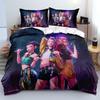 KPop Demon Hunters Themed Bedding Set Colorful Print Polyester Student Dormitory Bed Sheet Quilt Cover Kid Gift Home Textile