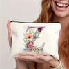 1pc Floral Alphabet Cosmetic Bag -Perfect For Travel, Weddings, And Bachelorette Parties For Bridesmaids And Maid Of Honor