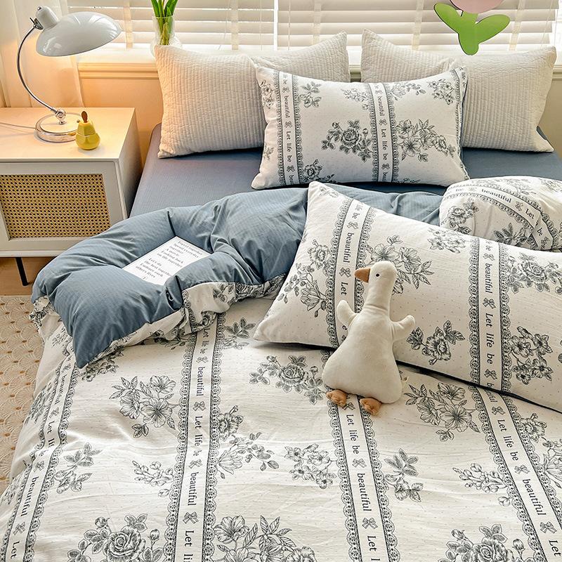 

Весенне-летний комплект из четырех предметов класса А для беременных и младенцев из стиранного хлопка для общежития, чисто хлопковое односпальное покрывало, шапка на кровать, постельное белье 2*2.3m single quilt