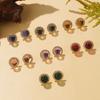 Retro Hong Kong Style Exquisite Diamond-encrusted Colored Stud Earrings 2026 New Court Style Elegant Earrings Light Luxury High-end Earrings