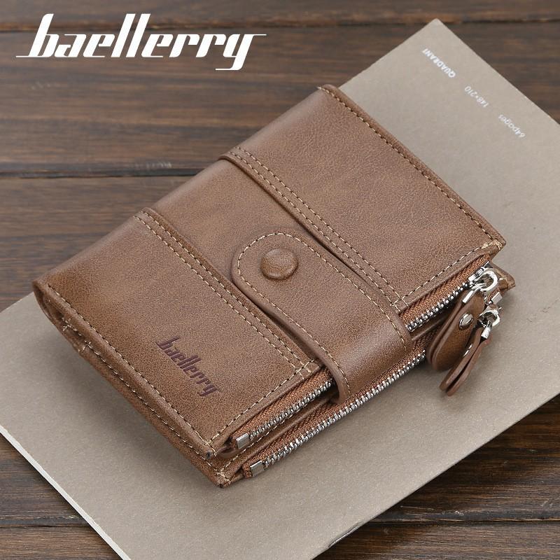 Men's Short Wallet European American Youth Multi Card Buckle Large Capacity Zipper Coin Purse
