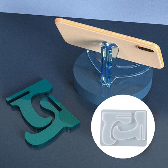DIY Craft Phone Stand Mold Non-stick Quick Demoulding Easy Clean Casting Tool Reusable Epoxy Resin Casting Mold for Gift