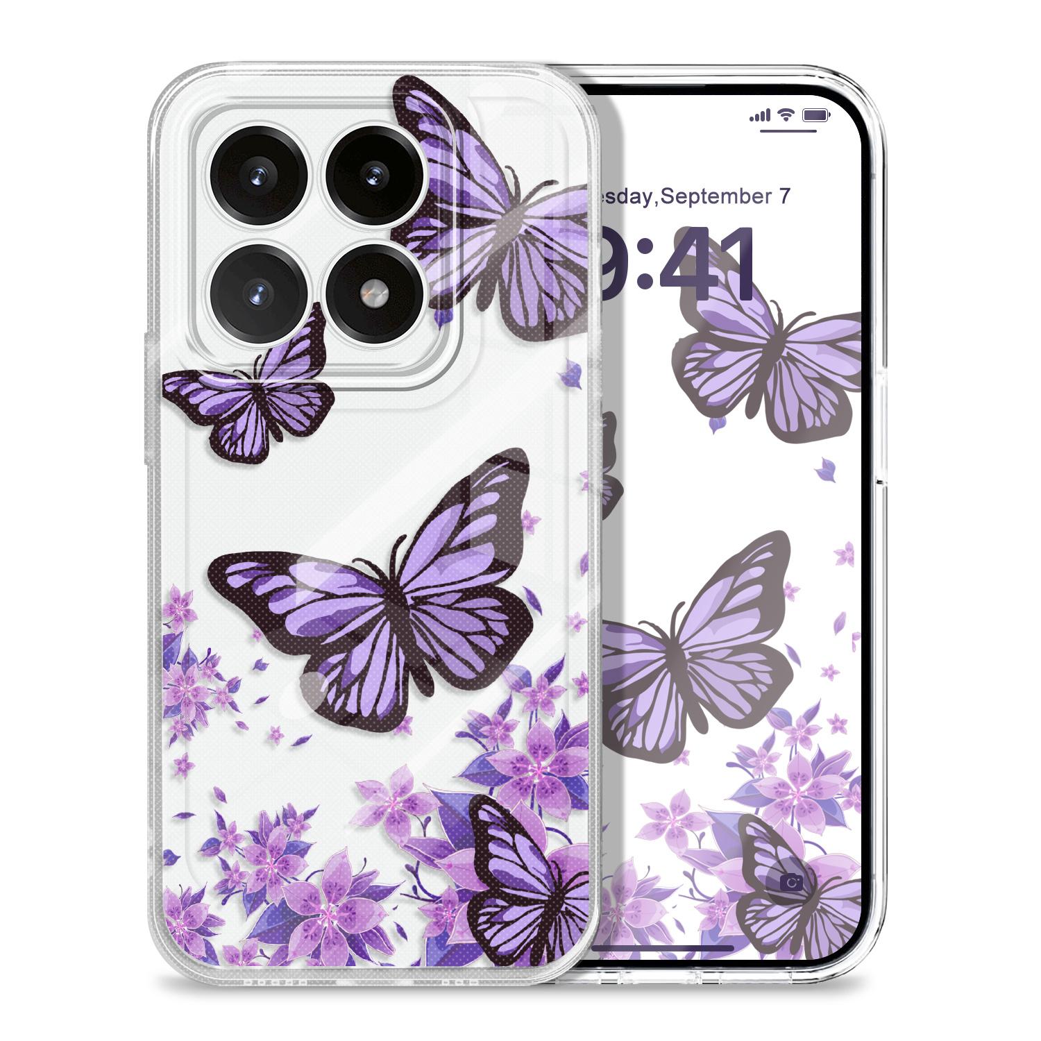 

Sky Butterfly Transparent Phone Case For Xiaomi 15 15T 14 14T POCO M7 X7 F7 M6 X6 Pro Ultra 4G 5G Soft TPU Cover Xiaomi 15T Pro 5G прозорий