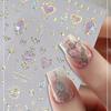 1pc Sweetheart Princess Baroque Nail Stickers Self-Adhesive Reusable Nail Art Decals with Heart, Star & Butterfly Rhinestone Nail Designs