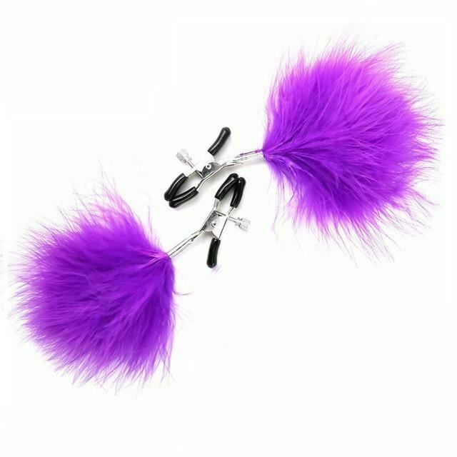 Fluffy Feather Nipple Clamps Breast  Kink Fetish Restraints Nipple & Clitoral Toys