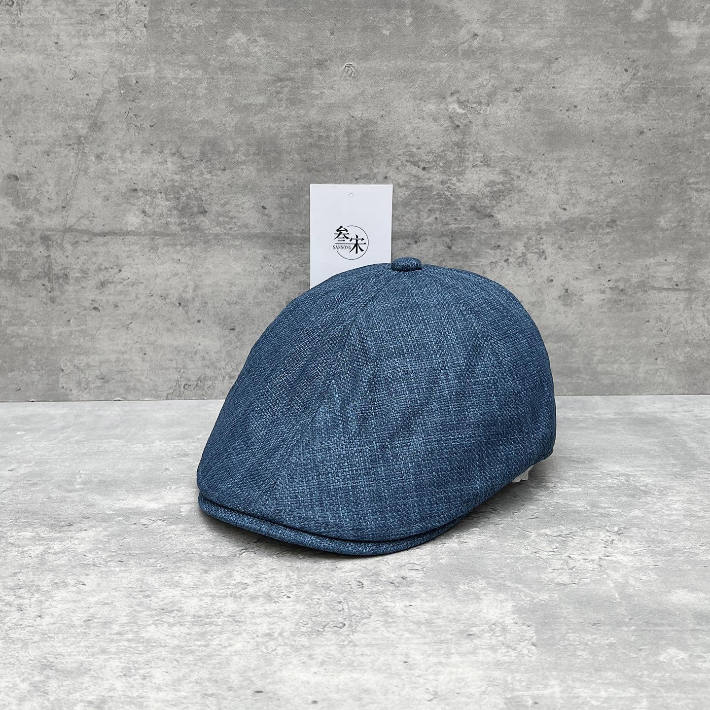 25 Old Money Style Imitation Hemp Retro Literary Forward Hat Men S And Women S Summer Street Duck Tongue Beret Simple M(56-58cm)