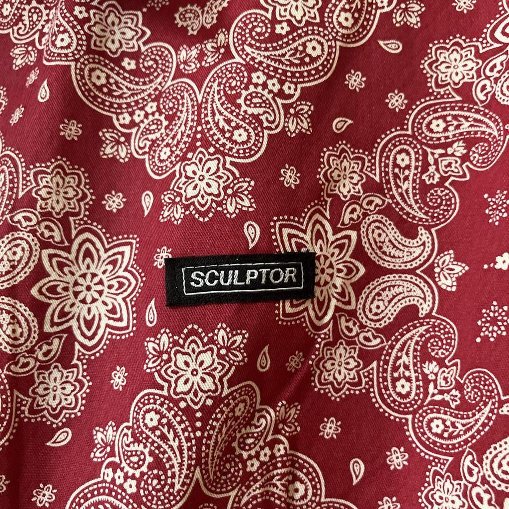 [USED] SCULPTOR Red Floral Bandana Print Short Sleeve Dress, Size Small