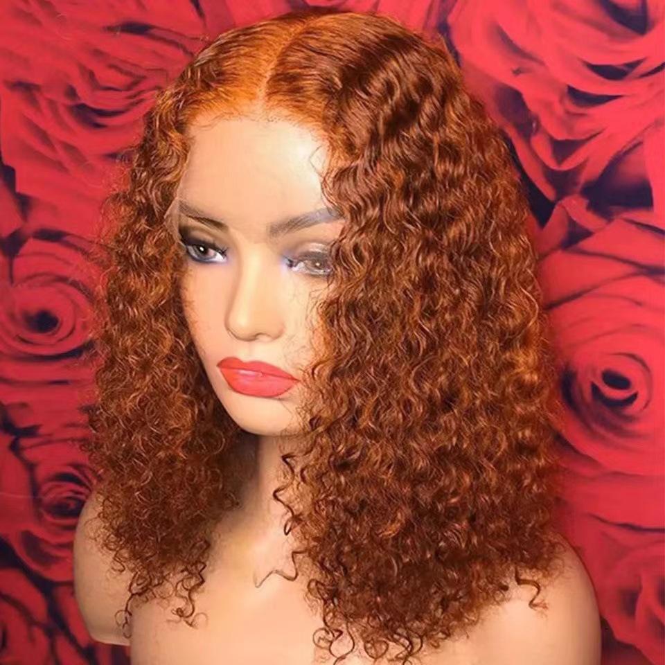 New Style Front Lace Wig European American Women's Small Curly Short Hair Black Entangled African Roll Chemical Fiber Headgear
