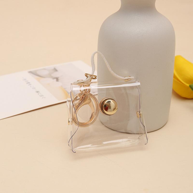 Transparent Mini Coin Purse Keychain Bag Charm Handbag Design Coin & Earphone Holder Novelty Miniature Purse Keychain