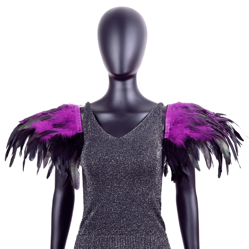Gothic, Extra Large, Color Blocking, Feather Shoulder Patches, Performance Ball Shawl, Halloween Party Decoration, Role-playing Accessories