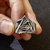 Retro Cthulhu Eye of Providence Adjustable Open Ring For Men Silver-plated Copper Gothic Punk Edgy  Accessories Cool Gift