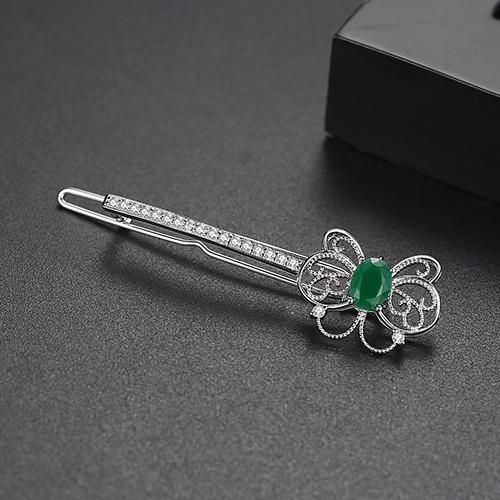 LUOTEEMI Retro Jade Butterfly Hairpins Accessory for Hair Green Stone Women Fancy Hair Pins