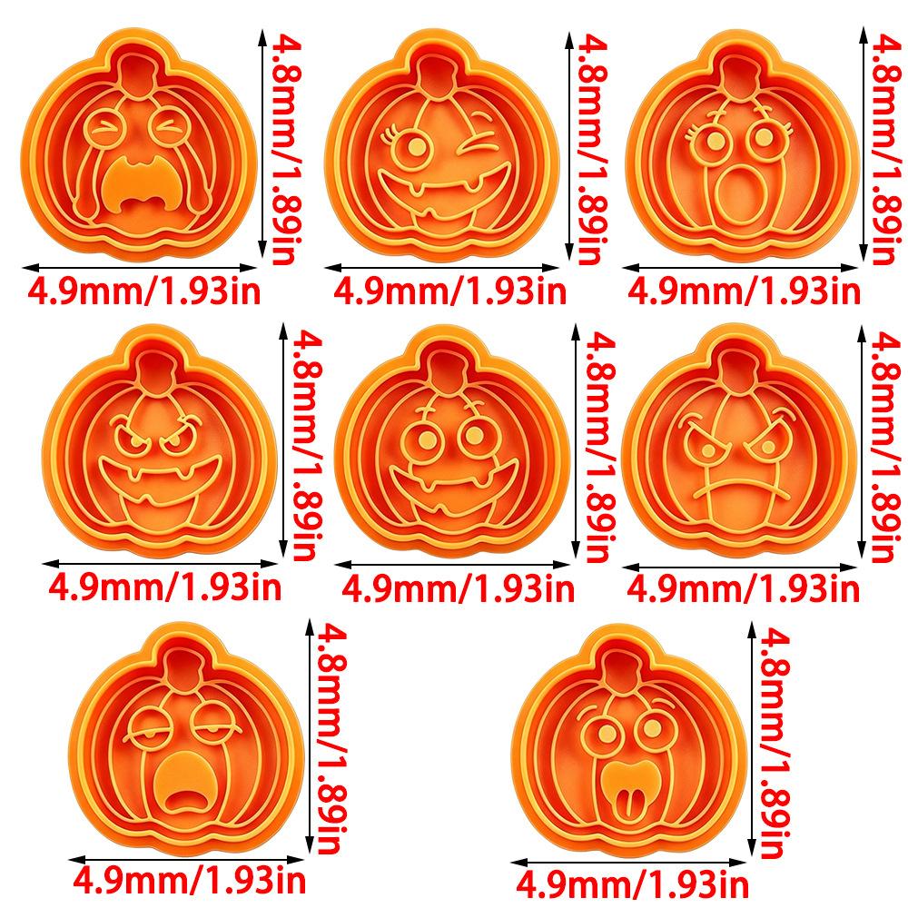 Halloween Pumpkin Face Cookie Cutters Press‑Type Baking Molds Cartoon Expression Stamp Mould for Fondant Pastry DIY Baking Party Decoration