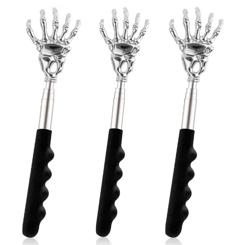 Coçador de Costas Telescópico Portátil de Aço Inoxidável com Cabo de Borracha Extensível - Presente Perfeito para Ação de Graças, Aniversários e Ch