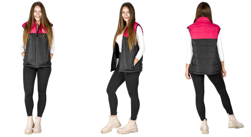 USB Heated Vest Sleeveless Men's Women's Quilted Black Red Heated Vest Size XL Black and Red