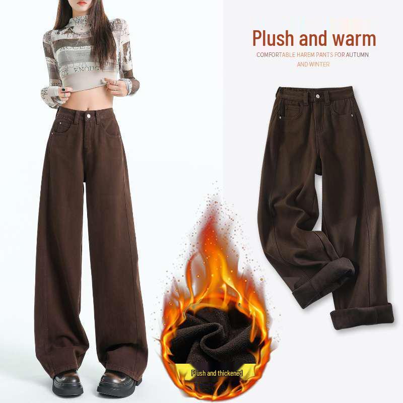 

Women s Velvet Merlot Wide-Leg Jeans, Floor-Length, Tall Fit, Autumn/Winter Style XS
