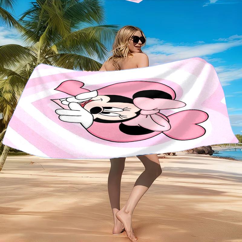 Pink Mouse Artwork Printed Microfiber Beach Towel, Soft And Absorbent, Quick-Dry, Ideal for Summer Travel, Beach Essential, Swimming Pool