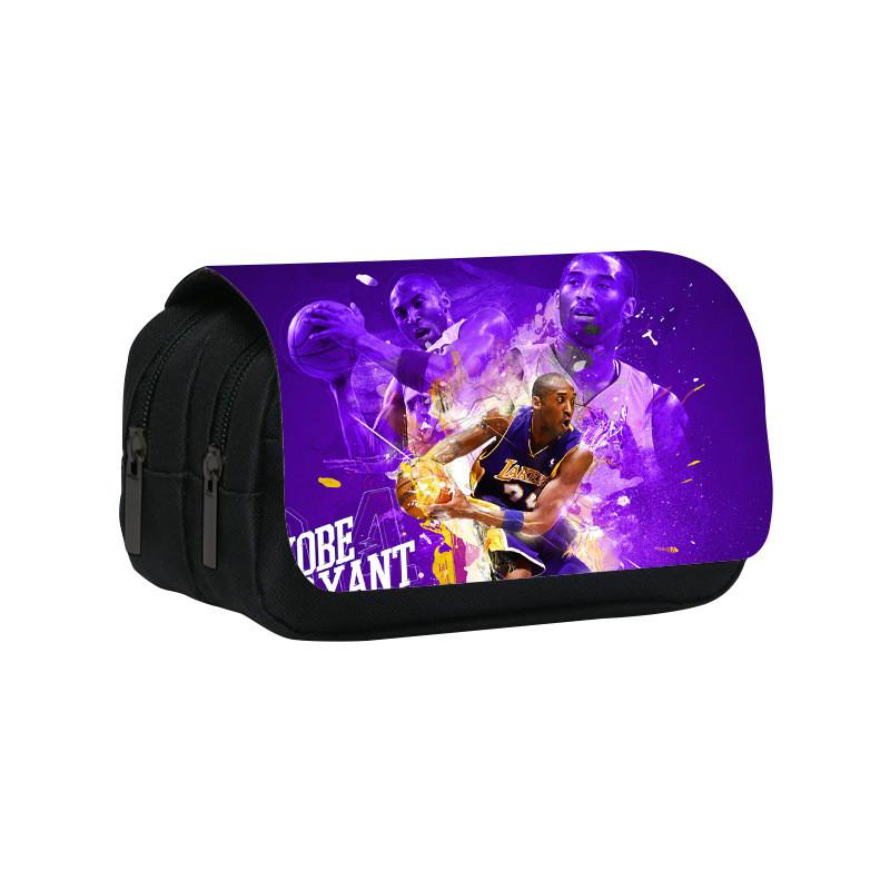 Kobe Bryant Double Layer Pencil Case With Nylon Material For Students And Nba Fans