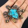 Turtle Shaped Tibetan Turquoise Gemstone Copper Wire Wrap Handmade Pendant Jewelry