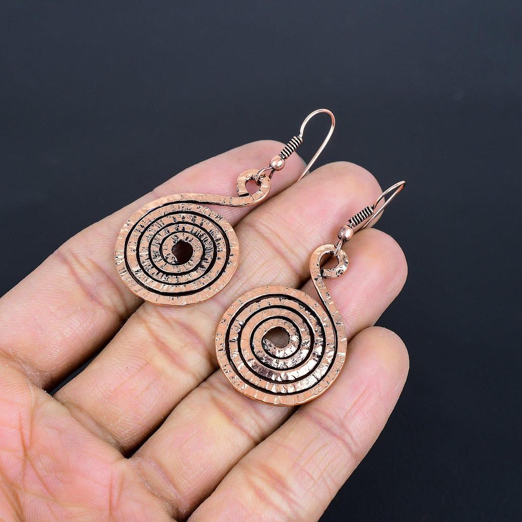 Boucles d'oreilles en cuivre de créateur, Bijoux boucles d'oreilles en pierres précieuses faites à la main, Cadeaux pour femme Boucles d'oreilles neuves