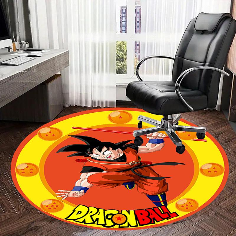 1 Stück Dragon Ball Charakter Artwork Runder Teppich, Hergestellt aus Polyester, Perfekt zur Dekoration von Bürostühlen, Wohnzimmern, Lebendiger Dekorativer Teppich
