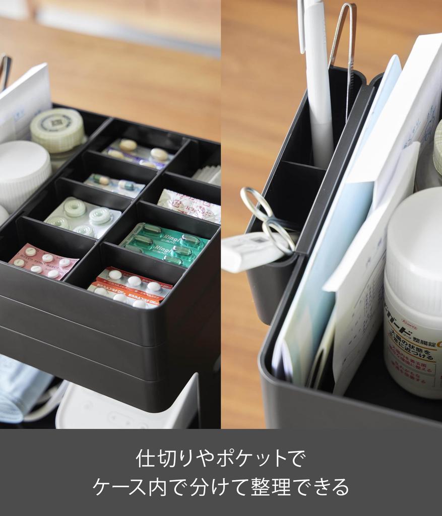 Yamazaki Blood Pressure Monitor Medication Storage Tower Series 10990 Case, Black,