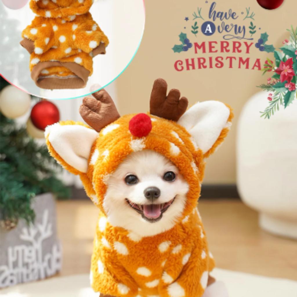 1pc Cute Christmas Reindeer Pet Clothing Is a Must-have Item for Small Cats and Dogs During Christmas