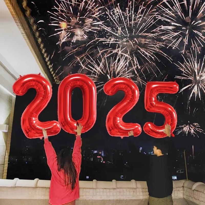 32-Inch Red Digital Aluminum Film Balloon Baby Birthday Party Decoration Scene Arrangement New Year'S Eve Photo Props