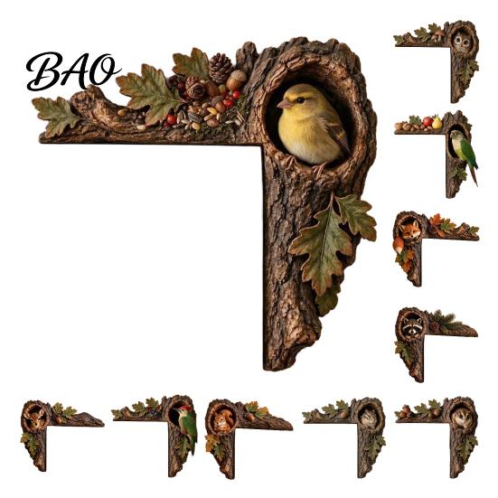 Decorative Accents for Reading Nooks Chipmunk Tree Door Topper, Squirrel Owl Wooden Frame Sign, Funny Whimsical Rustic Home Wall Animals Corner