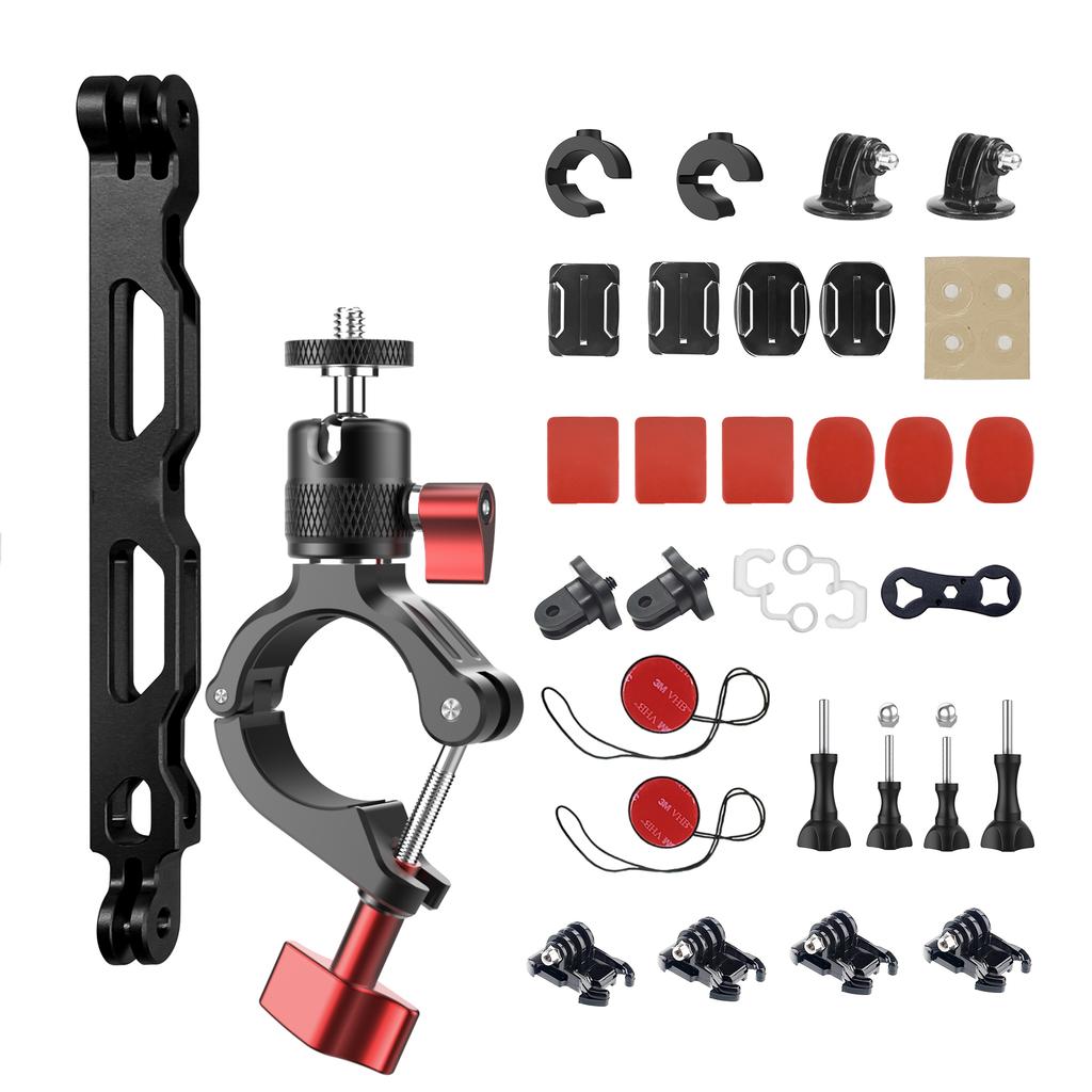 Premium Aluminum Helmet Curved Flat Bracket Bicycle Motorcycle Action Camera Clamp Mount for GoPro/DJI Osmo/Insta360 Riding Vlog