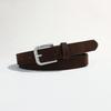 Luxury Design Suede Leather Belt Pin Buckle Vintage Women Waist Belt Versatile Retro Frosted Thin Waistband Jeans Decoration