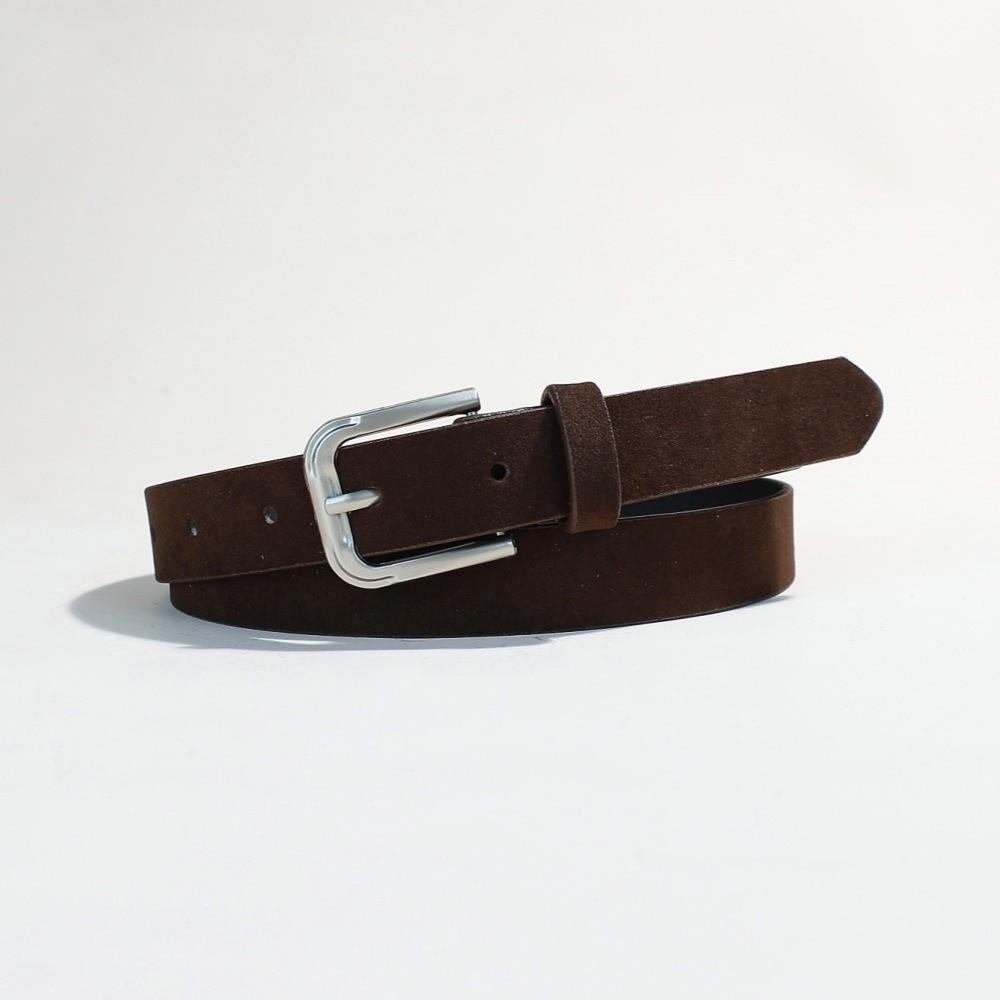 Luxury Design Suede Leather Belt Pin Buckle Vintage Women Waist Belt Versatile Retro Frosted Thin Waistband Jeans Decoration