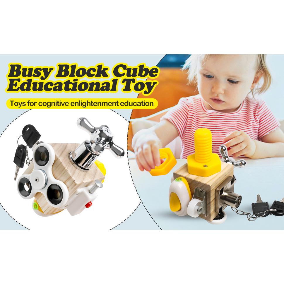 LEADSTAR Busy Activity Cube,babymotorische kubus vanaf 1 jaar meisje jongen,drukke kubus vanaf 18 maanden voor fijne motoriek voorschoolse leren geschenk (B