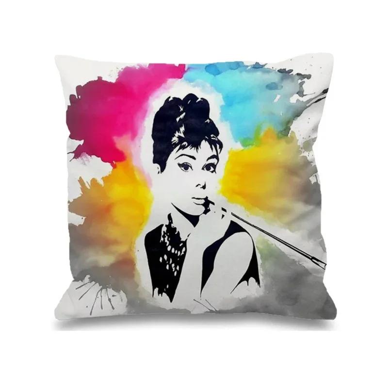 Audrey Hepburn Kissen Stuhlkissen Heim und Dekoration Doppelbettwäsche Kissenbezug Dekor 40x40 Kissenbezüge Dekorative Hülle