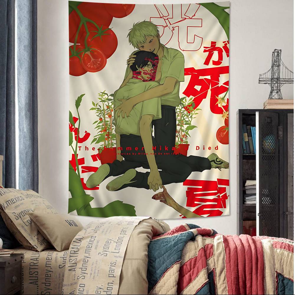 Beliebte Anime BL The Summer Hikaru Died Chart Wandteppich Edgy Ästhetik Trendige Zimmerdekoration für Anime Moderne Kunstfans