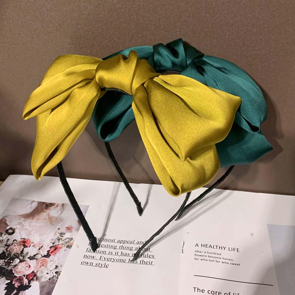 

Bohemia Sweet Solid Color Oversized Girls Woman Headband Hairband Bow Hair Hoop Hair Accessories розовый