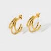 INS Hot Sale Exaggerated Geometric Three-claw Ring Earrings Plated 18K Gold Stainless Steel Premium Waterproof Earrings Women