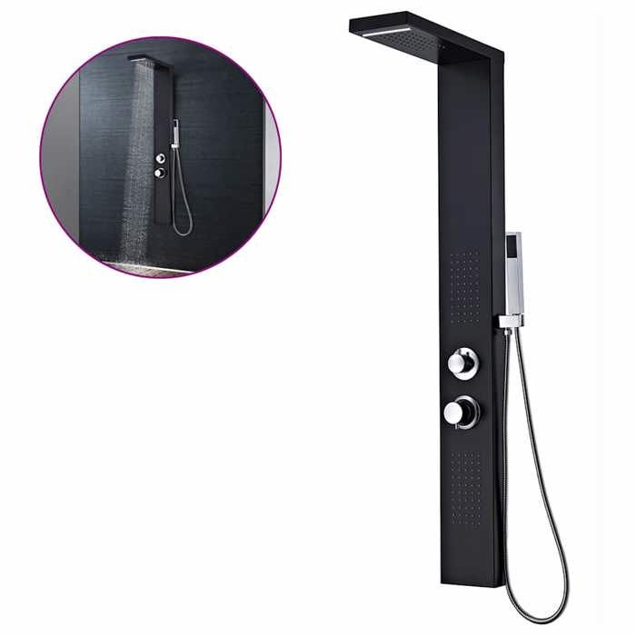 VidaXL Système de panneau de douche Aluminium Mat Noir