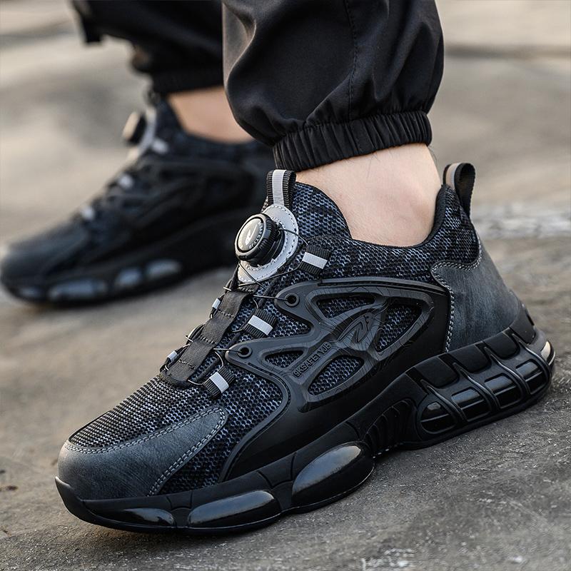 Rotating Button Safety Shoes Steel Toe Sports Shoes Work Shoes Men's Puncture Resistant Work Safety Boots Protective Shoes