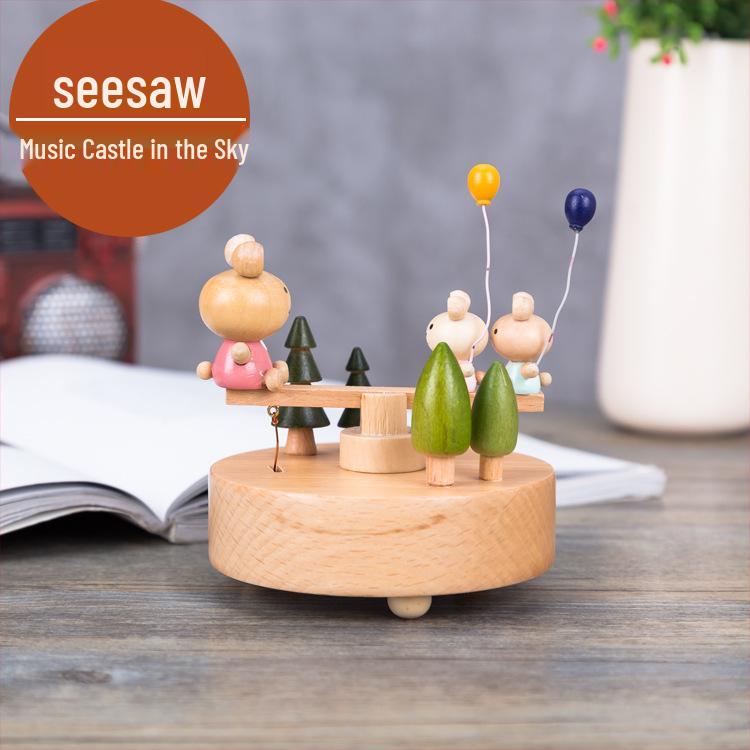 Wooden Carousel Music Box – Creative Solid Wood Home Decor & Valentine's Day Gift