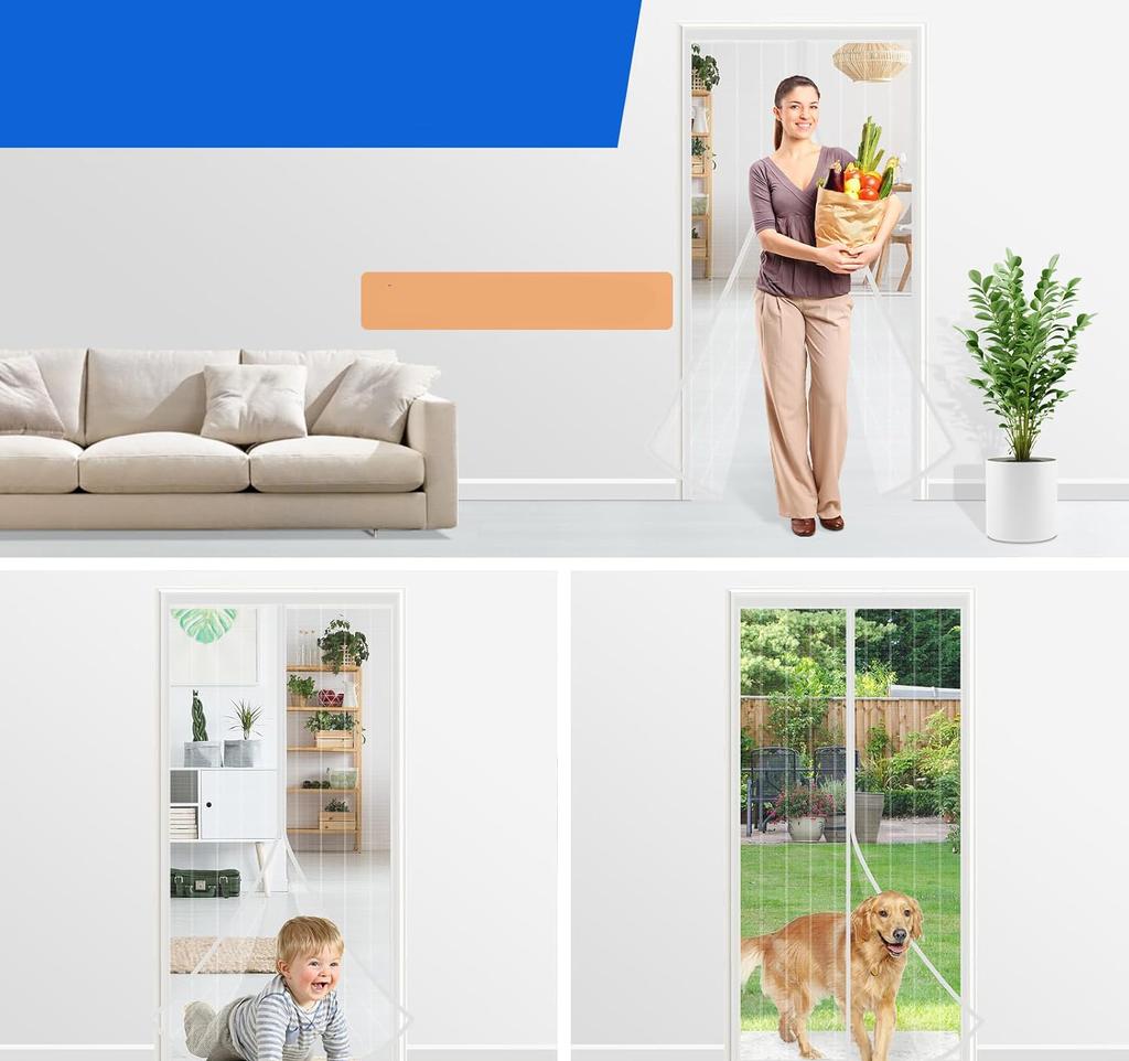 Magnetic mosquito net 120x220 mesh for doors without drilling