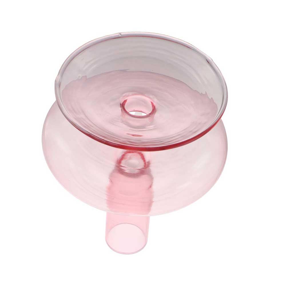 Striped Bottom Glass Candlelight Dinner Single Layer With Dried Flowers Vase Candle Holders Candlesticks Table Ornaments