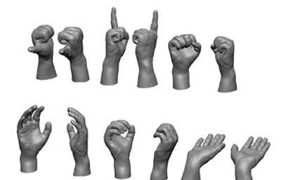 Black Dog 1/16 Hands (20 Pieces) 3D Printer Resin Parts HAU3D16012 (Military)