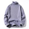 2024 Autumn Men Turtleneck Sweater Fleece-lined  Jumper Sweater Cozy Stylish Men Sweater Male Warm Slim Knitting Pullovers