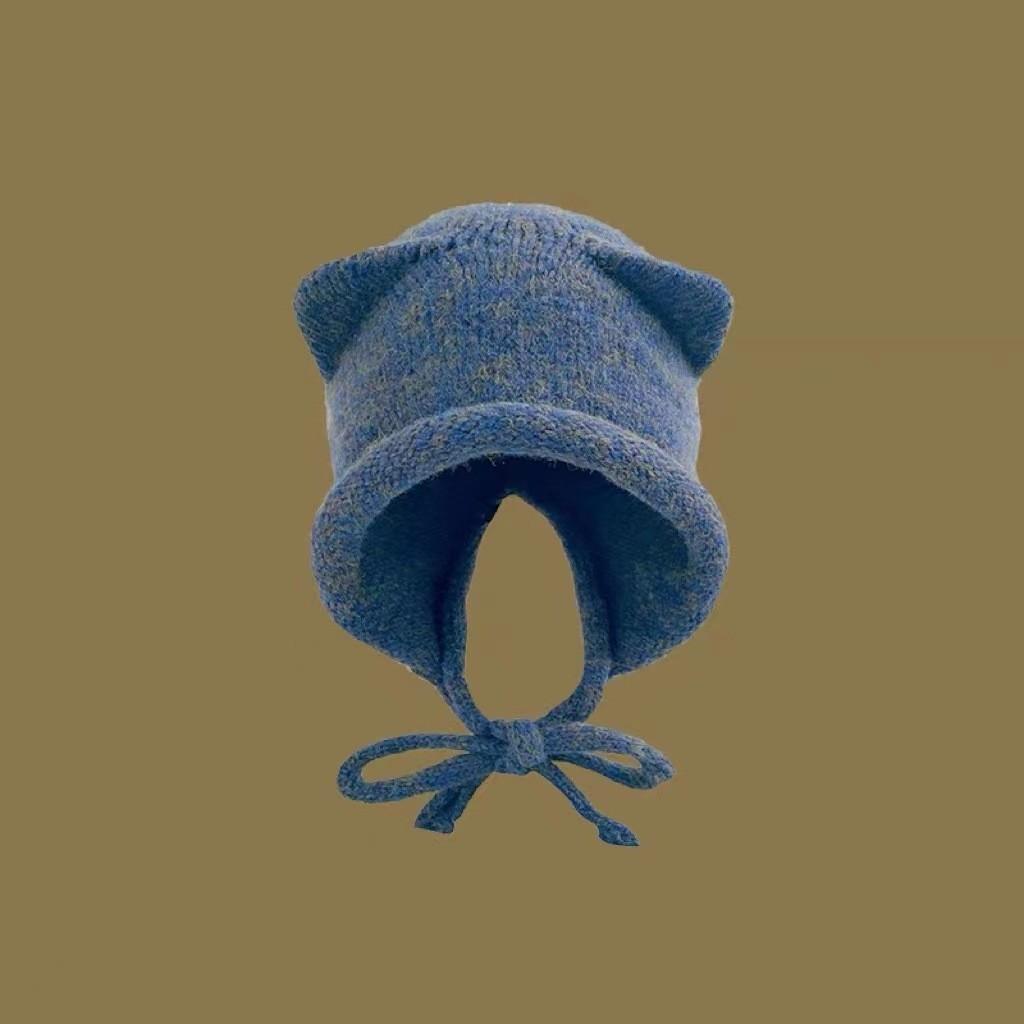 Adorable Cat Ear Knit Hat Women Winter Japanese Style Warm Ear Protector Headband Wool Hat