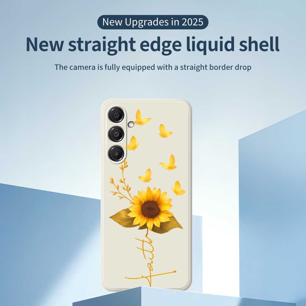 For Samsung Galaxy A16 5G/4G Case Golden Butterfly Sunflower Pattern Printing Straight Edge TPU Phone Back Cover