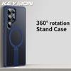 KEYSION 360 Hidden Metal Stand Magnetic Case for Magsafe for Samsung Galaxy S24 S25 Ultra S24+ S25+ Matte Shockproof Phone Cover